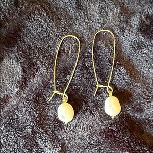 Park Lane Gold-Tone Drop Earrings with White Pearl Drops